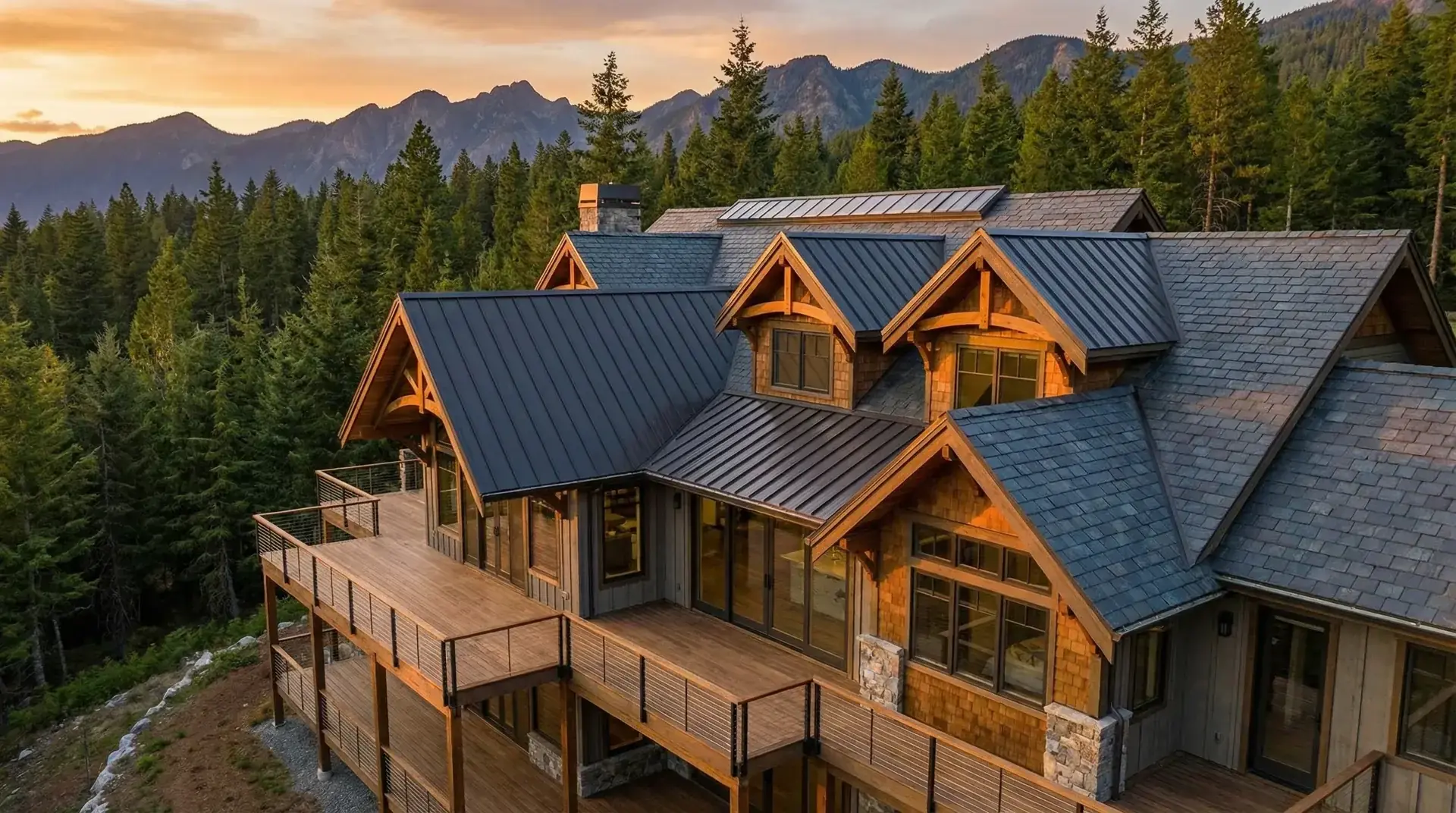 Seattle-area home with a new metal roof installed by a local roofing contractor